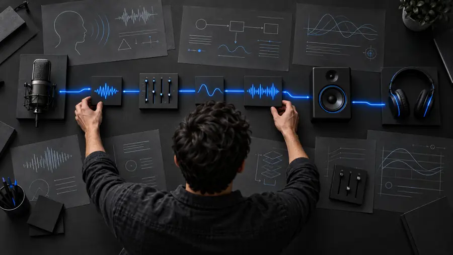 Illustration representing the planning stage of a voice project