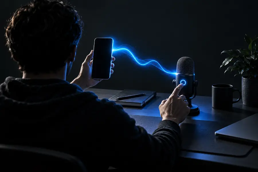 Illustration zum Beginn der Stimmerzeugung auf einem iPhone